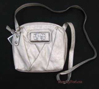 New $75 Guess Dianne Metal Champagne Crossbody Handbag Purse Bag
