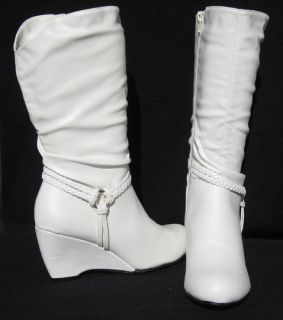 Womens Wedge Boots White Snow Winter Shoes Ladies 8