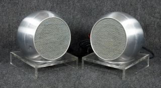  Ball Speakers (Spherical) Lucite Bases, Retro, (Dieter Rams