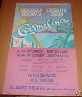 Window Card Carmelina Original 1979 FLOP Broadway