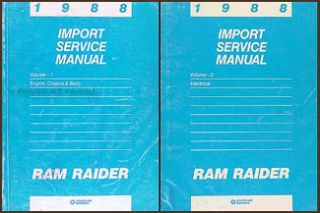 1988 Dodge RAM Raider Shop Manual 2 Volume Set 88 Original Repair