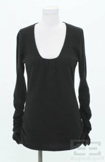 Design History Black Cashmere Gathered Long Sleeve Sweater Size Large