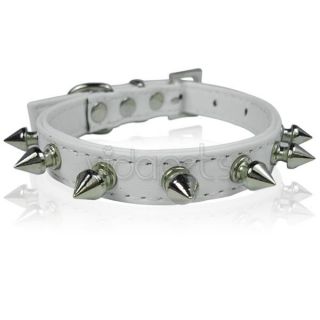 11 14 white leather spiked studded dog collar small the