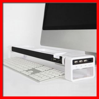 Sleek Design Desk Organizer USB Monitor Stand Office iPhone Smartphone