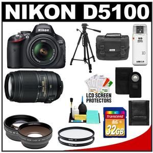 Nikon D5100 Digital SLR Camera 18 55mm G VR Zoom 55 300mm VR Lens Kit