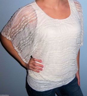 New MAURICES Cream LACE DOMAN FLUTTER Fully Lined 2FER Attached Tank