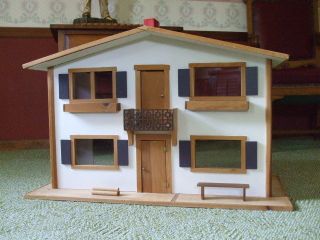 Vintage 1960s Wooden Doll House Handmade All Wood Doll House