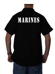  Marines Work Shirt Brand New Short Sleeve Button Up Black