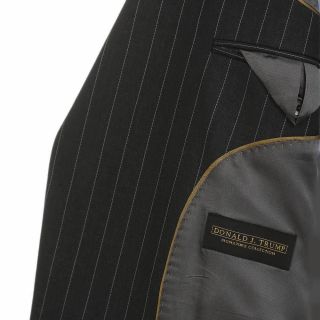 New Mens Donald Trump 2 Button Pleated Charcoal Gray Pinstripe Wool