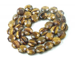 10mm tiger eye faceted disc beads 16