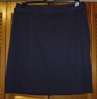 NWT Tanner Doncaster Shadow Blue Lined Cotton Skirt w Belt 14