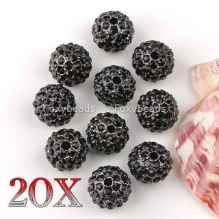  10mm Black Crystal Loose Pave Disco Ball Spacer Jewelry Bead