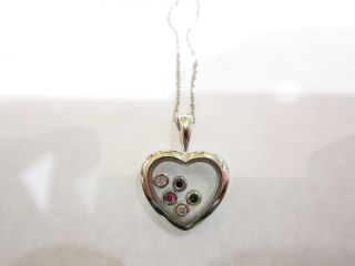 Diamond Color Stone Floating Heart Pendant Included CH
