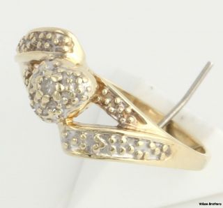 Diamond Heart Ring   Solid 10k Yellow & White Gold Fine Estate Bead