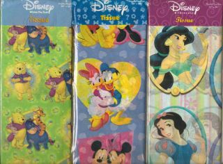New Disney Gift Wrap Tissue Paper Winnie Mickey Dora