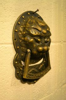 Chinese Fu Dog Solid Brass Door Knockers Beautiful