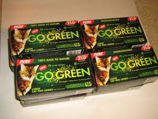  Go Green Large Cat Pan Liners Extra Strong Biodegradable 12 Liners Box