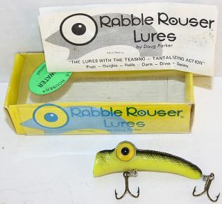 Vintage Rabble Rouser Lure by Doug Parker Yellow/Black in Box