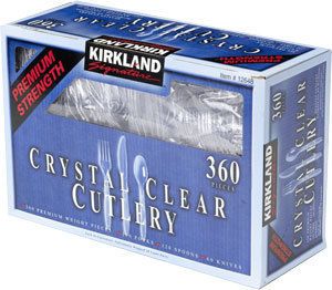 Kirkland Plastic Crystal Clear Cutlery Combo 360 Count Forks Knives