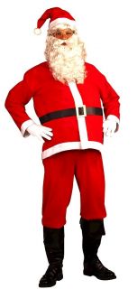 Adult Santa Claus Suit Costume Hat Red 5 piece Disposable Set One Size