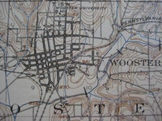 1903 Connecticut Reserve USGS Railroad Map Wooster Ohio Menonite