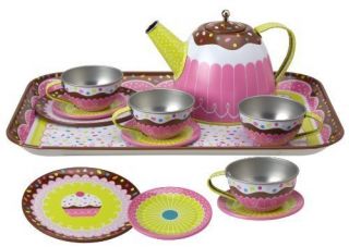 NEW ALEX Yummy Tin Tea Set   15 pieces service for 4 w/ teapot