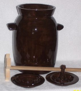 Glazed Ceramic Crock or Butter Churn Combo with 2 Lids and Dasher Made