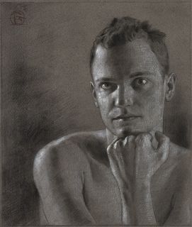 Philip Gladstone Original Art Detailed Mix Media Drawing Male Portrait