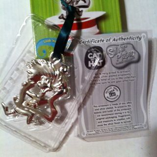 Silver Plated Christmas Ornament Dr Seuss Cat in The Hat Picture