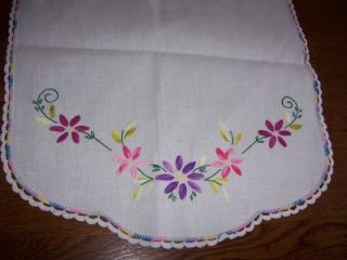  Flower Embroidery Dresser Scarf Doily Crochet Edge Runner 38
