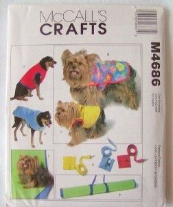 McCalls Pattern 4686 Dog Clothes Accessories New