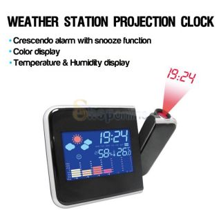 Digital LED Weather Projection Station Alarm Clock Temperature