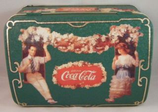  Retro Drink Coca Cola Coke Tin Box Container w Domed Hinged Lid