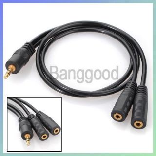  5mm Male To 2 Dual Female Y Splitter Audio Headset Adapter Cable 50cm