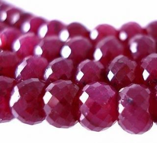 AAA 10 GENUINE RUBY 8 10mm FACETED RONDELLE BEADS