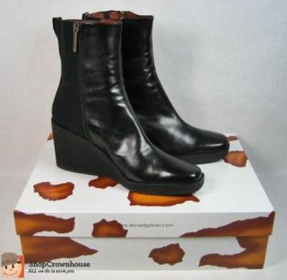 NIB $240 Donald Pliner Black Ankle Boots Sz 8.5 Mid Calf Zip Up Made