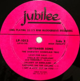The Dorothy Donegan Trio September Song LP VG Jubilee LP 1013 Vinyl