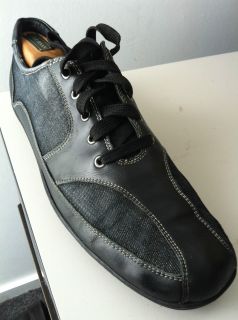 Donald J Pliner Fashion Sneakers 11 Mens Black Leather Denim Retail $