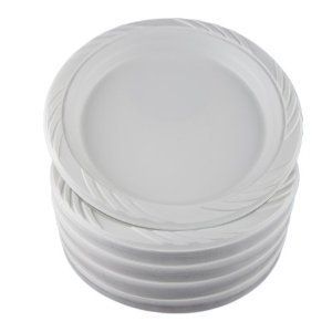 White color 6 inch Plastic Plates   100 pcs Count pack wedding dinner