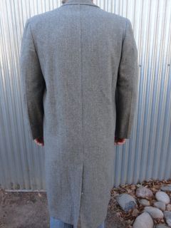  vintage 50s GRAY FLANNEL wool fleck OVER COAT Genuine Duffield L/XL