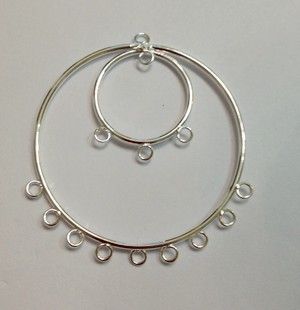 16 PCS Silver Tone Double Hoop Earrings W/loops *20745 FREE POSTAGE