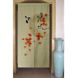 east red leaves magpie linen door curtain d2906 this curtain is called
