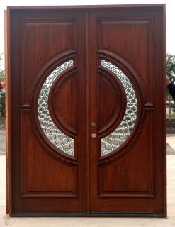 Mahogany Exterior Double Door Tiffany Patina 60 x 80