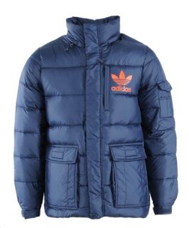 New Mens Adidas AC Down Jacket Dark Indigo Orange Mens Winter Coat