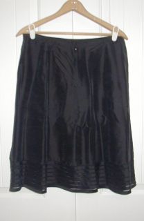 Ann Taylor Black Silk Skirt A Line Size 12 Lined Romantic Womens