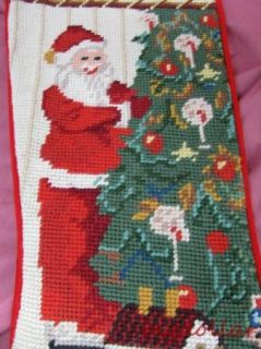  Christmas Stocking Santa at Tree with Toys Imperial Elegance