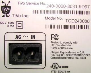 TiVo Series 2 86hr TCD240080 DVR Digital TV Receiver