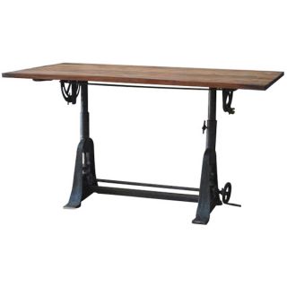 Reclaimed Iron Elm Drafting Table Adjustable Antique Design New Free