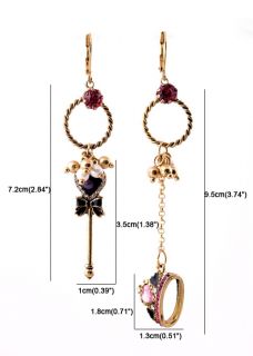 SWEET Antique Purple Earring Fashion Rhinestone Crown Magic Wand