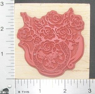 PSX G 2228 Roses in Teapot Rubber Stamp Flower Floral